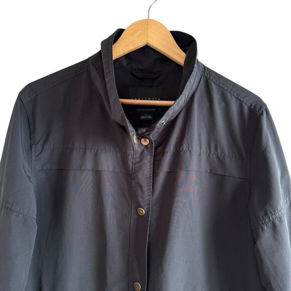 Sanctuary Lightweight Black Rain Jacket Rolled Sleeve, Size‎ Large - Picture 2 of 11